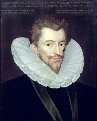 Portrait of Henri I (1549-88) de Lorraine, Duc de Guise, known as Le Balafre (tempera on panel) by French School - print