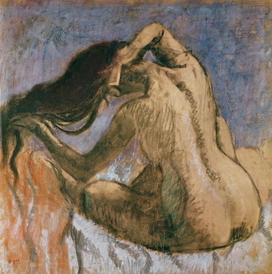 Woman Combing her Hair, 1905-10 (pastel on paper) by Edgar Degas - print