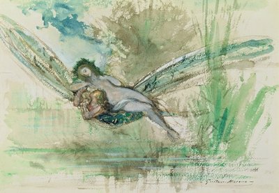 Dragonfly, c.1884 (w/c on paper) by Gustave Moreau - print
