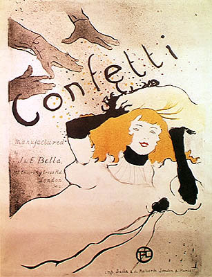 Confetti, 1893 (colour litho) (see also 84459) by Henri de Toulouse-Lautrec - print