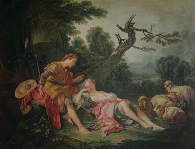 The Sleeping Shepherdess (oil on canvas) by Francois Boucher - print