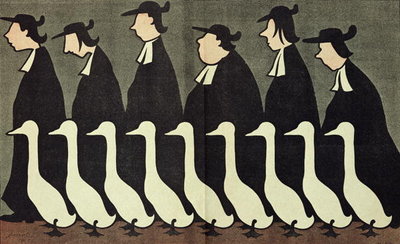 The Geese, anti-clerical caricature from 'L'Assiette au Beurre', 17th May 1902 (colour litho) by Henri Gustave Jossot - print