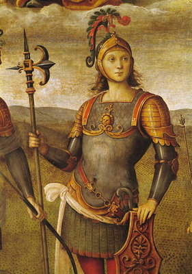 Horatius Cocles, from the Sala dell'Udienza, 1496-1500 (fresco) by Pietro Perugino - print