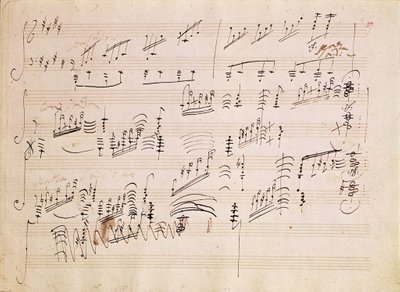 Score sheet of 'Moonlight Sonata' (pen &amp; ink on paper) by Ludwig van Beethoven - print