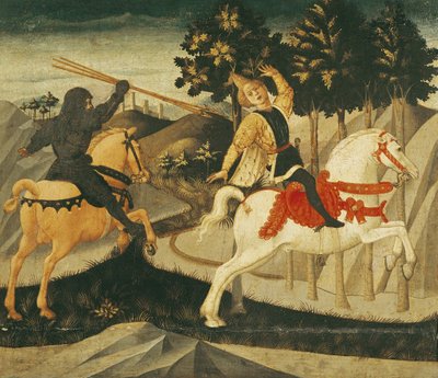 The Death of Absalom (oil on panel) by Francesco di Stefano Pesellino - print