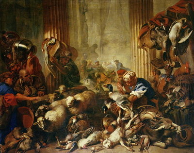 Fine Art Print of Jesus Driving the Merchants from the Temple by Giovanni Benedetto Castiglione