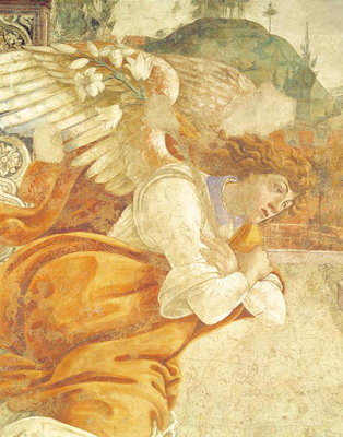 The Annunciation, detail of the Archangel Gabriel, from San Martino della Scala, 1481 (fresco mounted on panel) by Sandro Botticelli - print