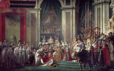 The Consecration of the Emperor Napoleon (1769-1821) and the Coronation of the Empress Josephine (1763-1814) by Pope Pius VII, 2nd December 1804, 1806-7 (oil on canvas) by Jacques Louis David - print