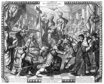The Rout and Confusion of the Jansenists (engraving) (b/w photo) by French School - print