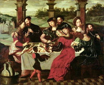 The Concert after the Meal (oil on panel) by Ambrosius Benson - print
