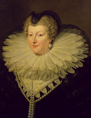 Marie de Medici (1573-1642), c.1617 (oil on canvas) by French School - print