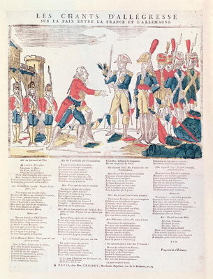 Songs of Rejoicing for the Peace between France and Germany (coloured engraving) by French School - print