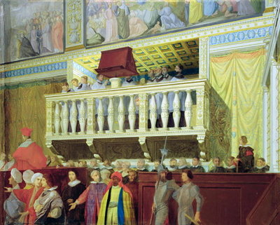 Cantoria in the Sistine Chapel (oil on canvas) by Jean Auguste Dominique Ingres - print