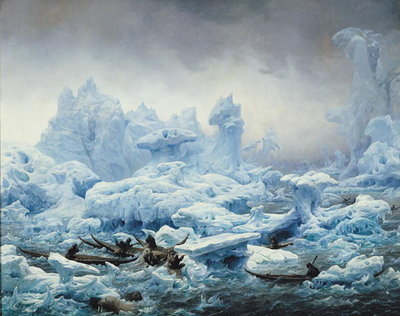 Fine Art Print of Fishing for Walrus in the Arctic Ocean, 1841 by Francois Auguste Biard
