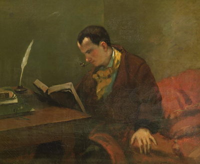 Portrait of Charles Baudelaire (1821-67) 1847 (oil on canvas) by Gustave Courbet - print