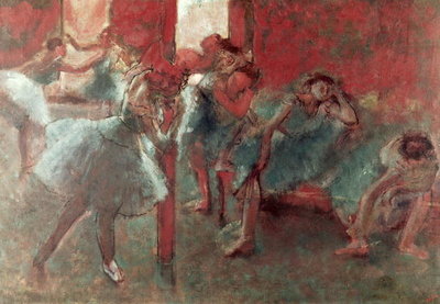 Dancers at Rehearsal, 1895-98 (pastel on paper) by Edgar Degas - print