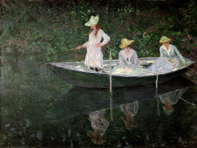 The Boat at Giverny, c.1887 (oil on canvas) by Claude Monet - print