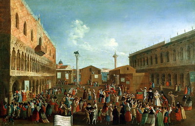 Charlatans in the Piazzetta San Marco, Venice (oil on canvas) by Gabriele Bella - print