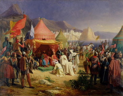 Fine Art Print of The Taking of Tripoli, April 1102, 1842 by Charles Alexandre Debacq