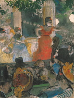 Cafe Concert at Les Ambassadeurs, 1876-77 (pastel on paper) by Edgar Degas - print