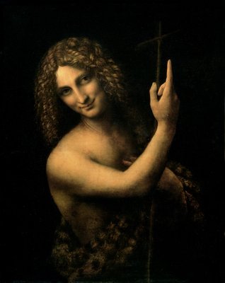 St. John the Baptist, 1513-16 (oil on canvas) by Leonardo da Vinci - print