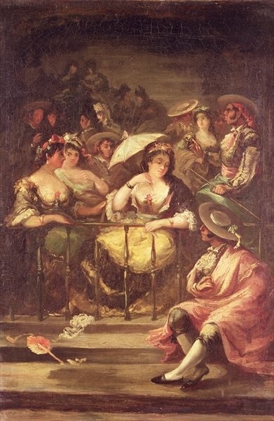 Women on a Balcony, 1859 (oil on canvas) by Eugenio Lucas y Padilla - print