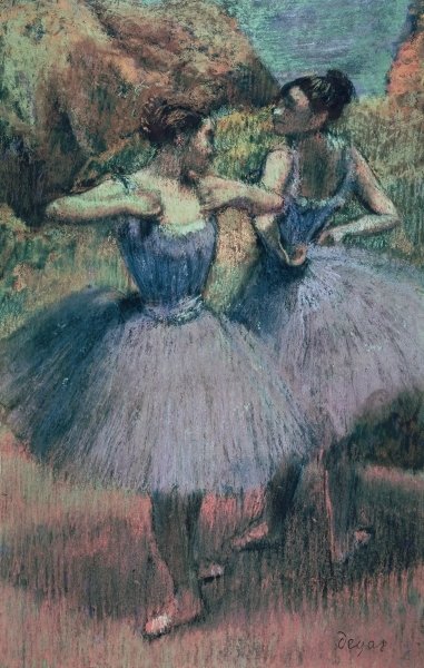 Dancers in Violet (pastel on paper) by Edgar Degas - print