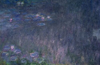 Waterlilies: Reflections of Trees, detail from the left hand side, 1915-26 (oil on canvas) by Claude Monet - print