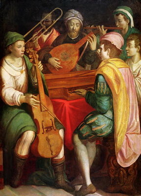 A Concert (oil on canvas) by Italian School - print