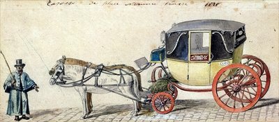 Horse and Carriage, 1825 (pen &amp; ink and w/c on paper) by Pierre Antoine Lesueur - print