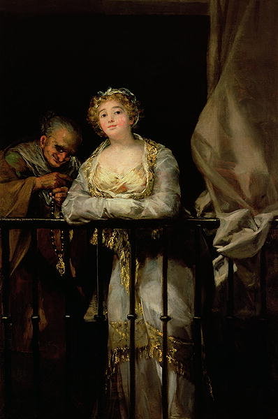 Maja and Celestina on a Balcony, 1805-12 (oil on canvas) by Francisco Jose de Goya y Lucientes - print