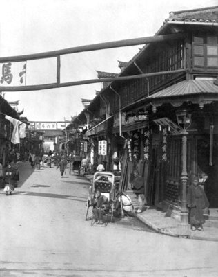 Chinatown in Shanghai, late 19th century (b/w photo) by French Photographer - print
