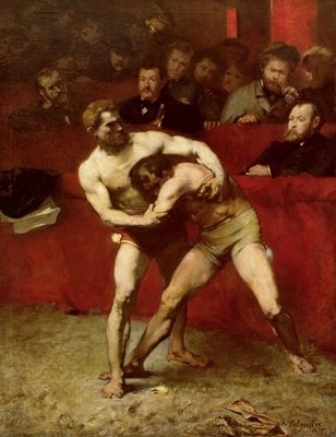 Wrestlers, 1875 (oil on canvas) by Jean Alexandre Joseph Falguiere - print