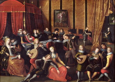 The Spanish Concert or, The Gallant Rest (oil on panel) by Louis de Caullery - print