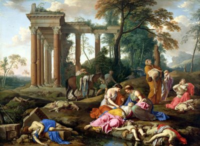 The Death of the Children of Bethel, 1653 (oil on canvas) by Laurent de La Hyre - print