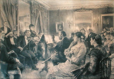 The Quartet or The Musical Evening at the House of Amaury Duval, 1881 (charcoal on paper) by Leon Augustin Lhermitte - print