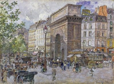 The Porte Saint-Martin, 1898 (oil on board) by Frederic Anatole Houbron - print