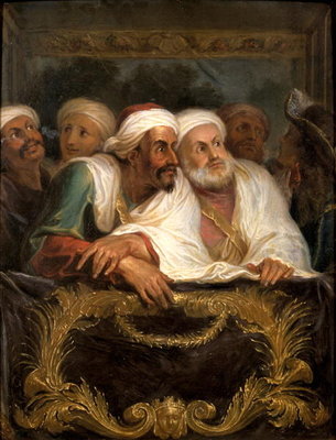 The Moroccan Ambassador and his Entourage at the Italian Comedy in Paris in February 1682, c.1682 (oil on canvas) by Antoine Coypel - print