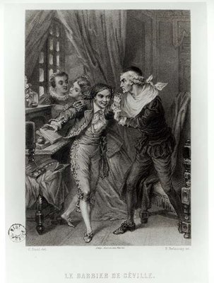 Fine Art Print of Figaro, illustration from Act III Scene 12 of 'The Barber of Seville' by Pierre Augustin Caron de Beaumarchais by Pierre Gustave Eugene Staal