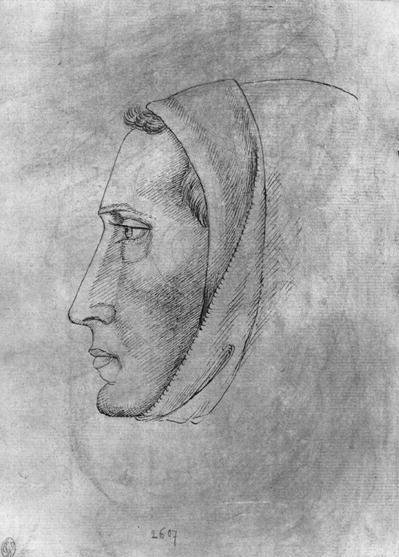 Fine Art Print of Head of a monk, from the The Vallardi Album by Antonio Pisanello