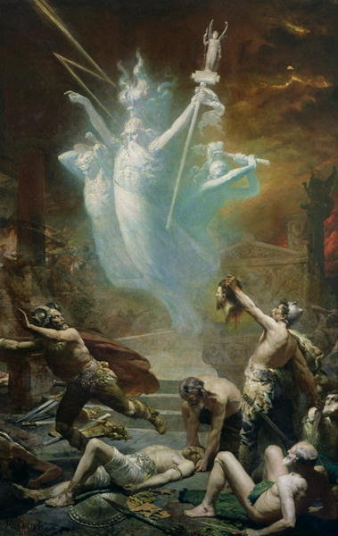 The Taking of the Temple at Delphi by the Gauls, 1885 (oil on canvas) by Alphonse Cornet - print