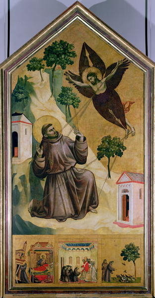 St. Francis Receiving the Stigmata, c.1295-1300 (tempera on panel) by Giotto di Bondone - print