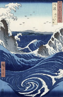 View of the Naruto whirlpools at Awa, from the series 'Rokuju-yoshu Meisho zue' (Famous Places of the 60 and Other Provinces) (colour woodblock print) by Ando or Utagawa Hiroshige - print