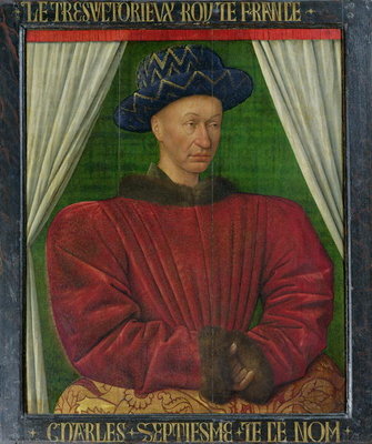 Portrait of Charles VII, c.1445-50 (oil on panel) by Jean Fouquet - print