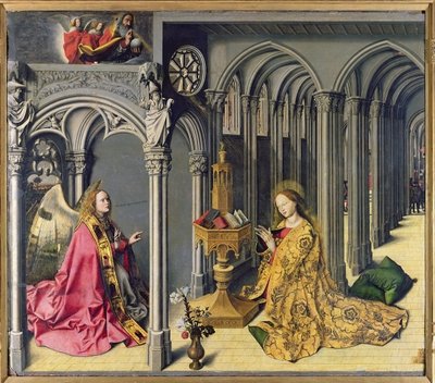 The Annunciation, c.1445 (oil on panel) by Master of the Aix Annunciation - print