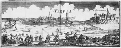 Fine Art Print of The Russian army besieging Narva in 1700 by French School