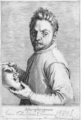 The Actor Jean Gabriel Swel (engraving) (b/w photo) by Agostino Carracci - print