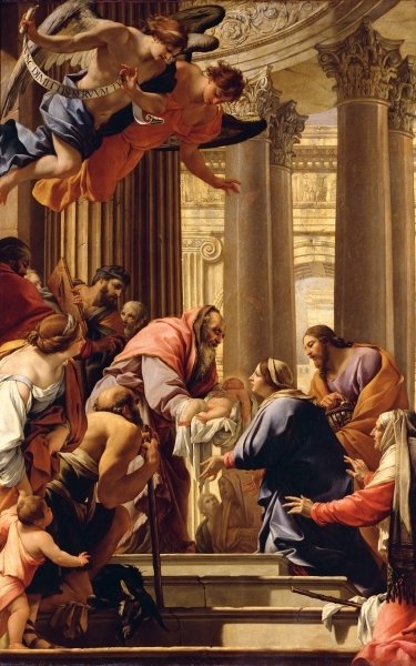 Presentation in the Temple (oil on canvas) by Simon Vouet - print