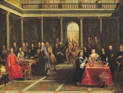 Queen Christina of Sweden (1626-89) and her Court (oil on canvas) by Pierre-Louis the Younger Dumesnil - print