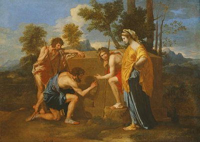 Arcadian Shepherds (oil on canvas) by Nicolas Poussin - print